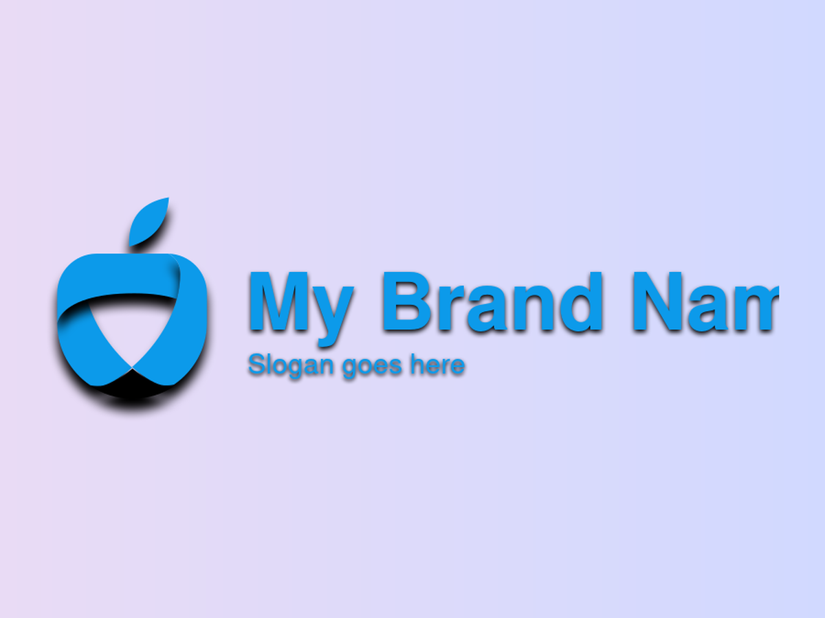 Modern Blue Abstract Apple Logo with Leaf for Tech and Health Industries
